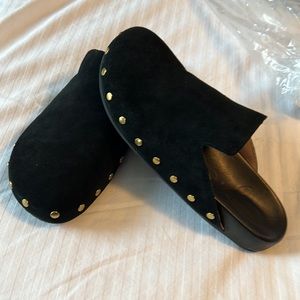 Women’s Black suede studded clogs J Crew sz 8.5